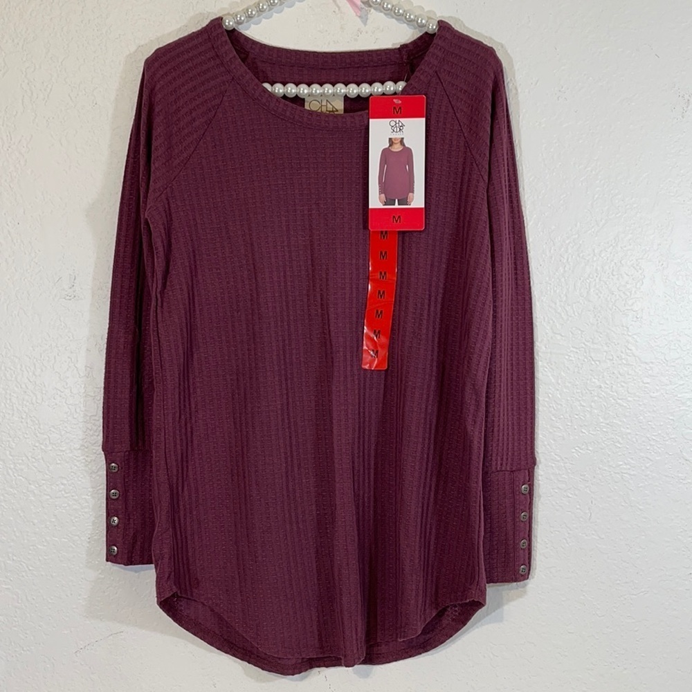 Chaser Waffle Knit Thermal Top Long Sleeve NWT M